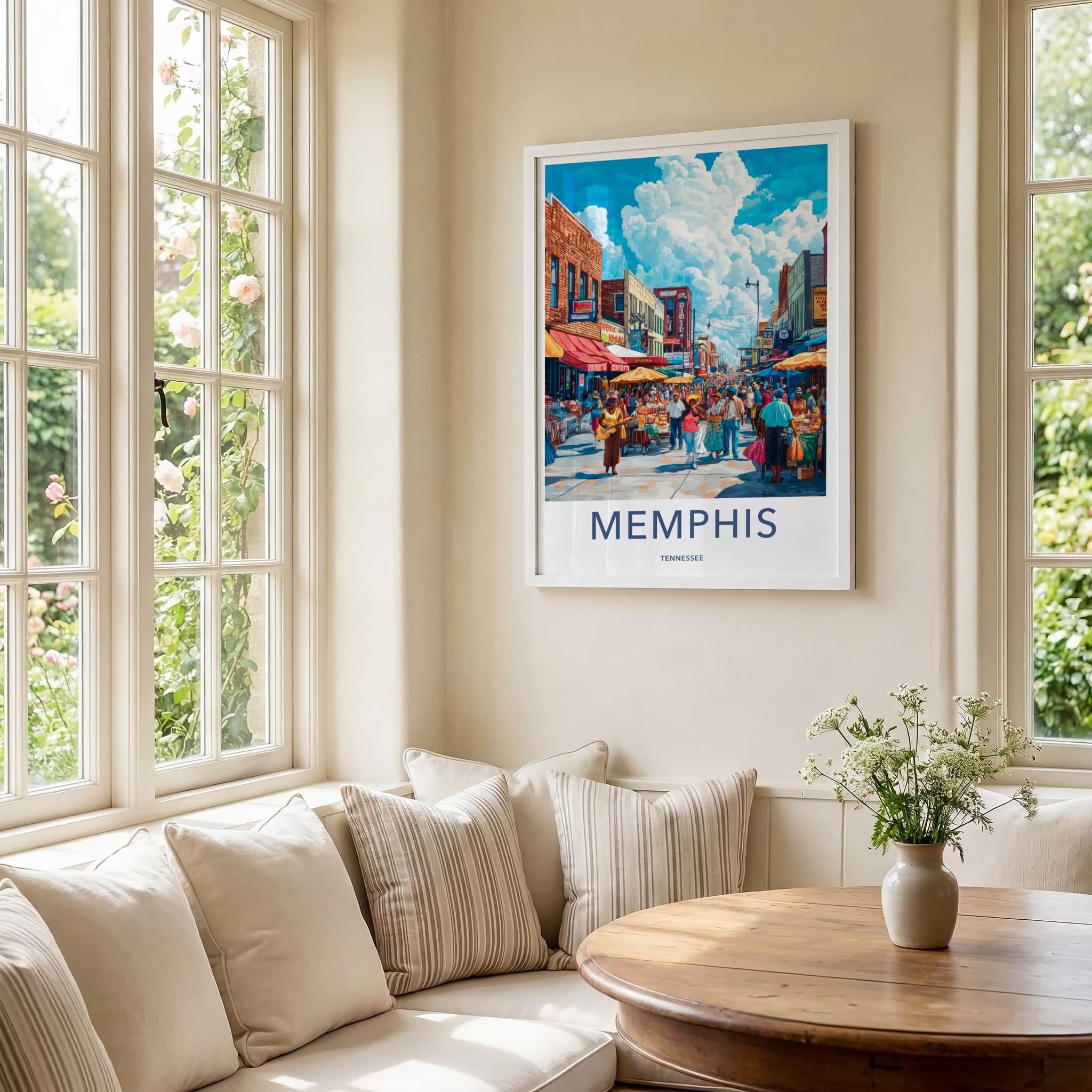Memphis Poster - Tennessee Travel Art - Vibrant Street Market Home Decor
