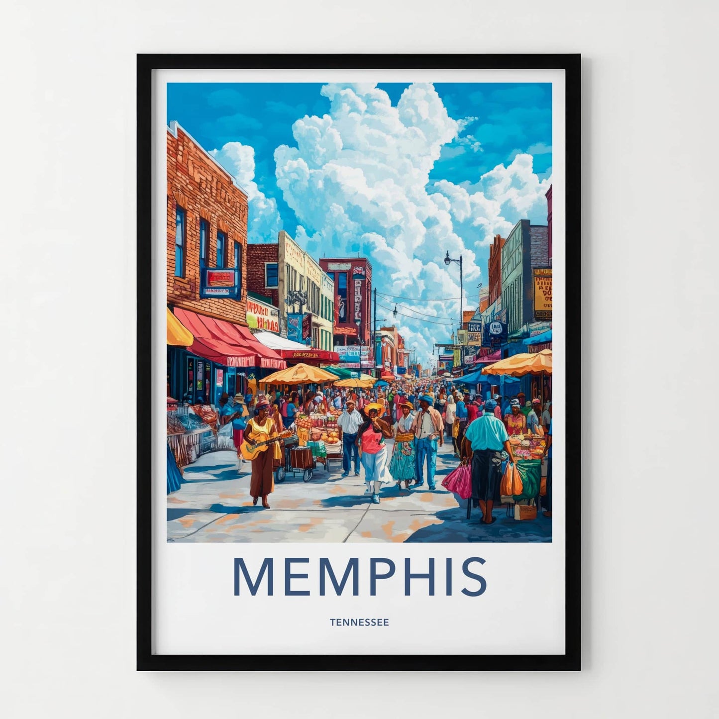 Memphis Poster - Tennessee Travel Art - Vibrant Street Market Home Decor