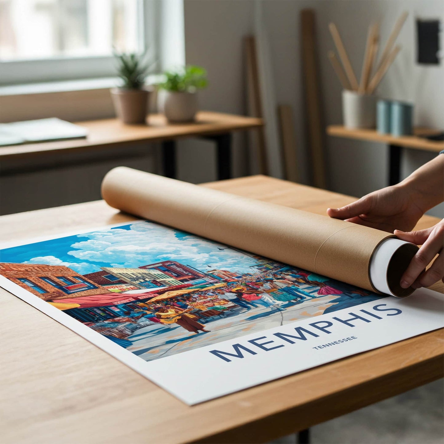 Memphis Poster - Tennessee Travel Art - Vibrant Street Market Home Decor
