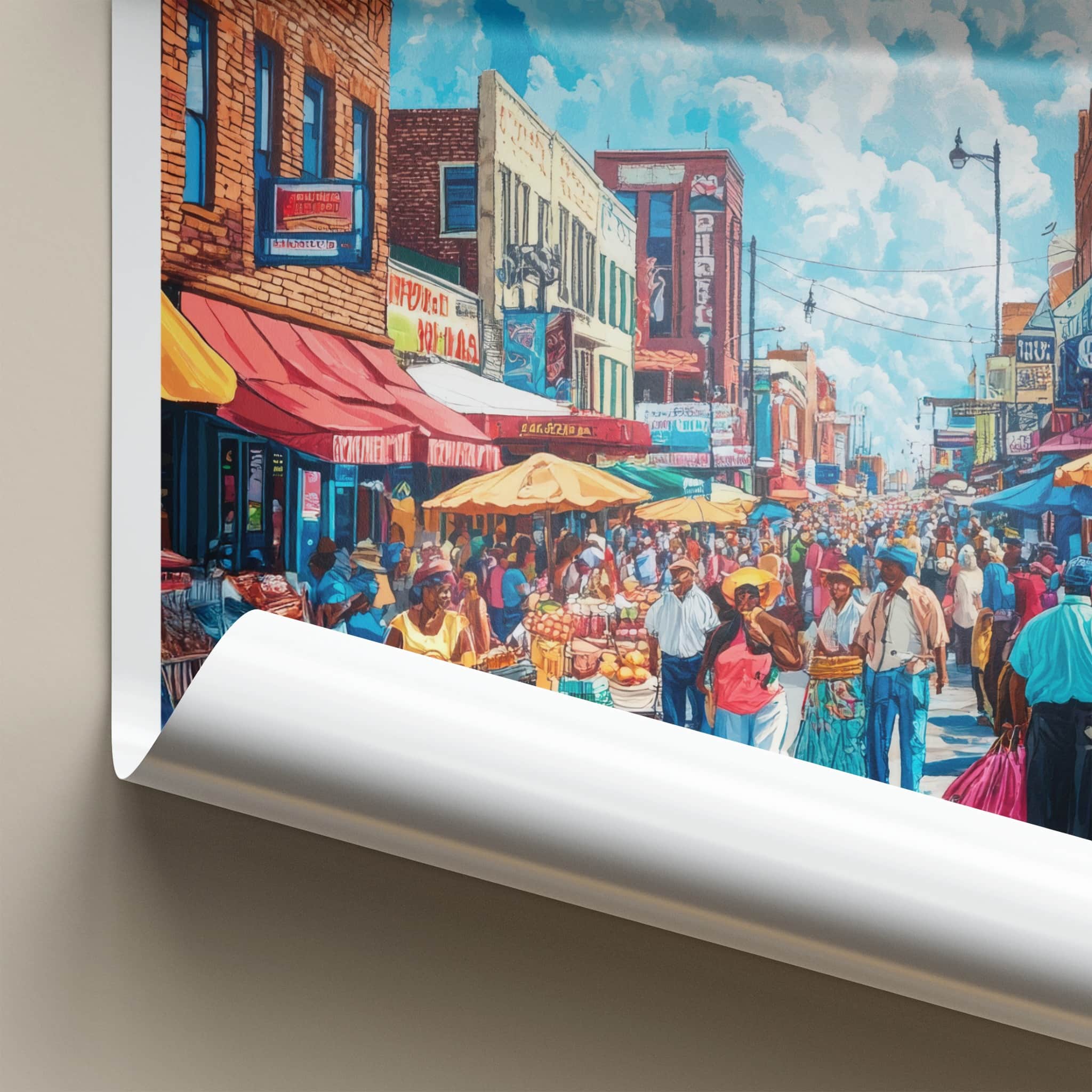 Memphis Poster - Tennessee Travel Art - Vibrant Street Market Home Decor