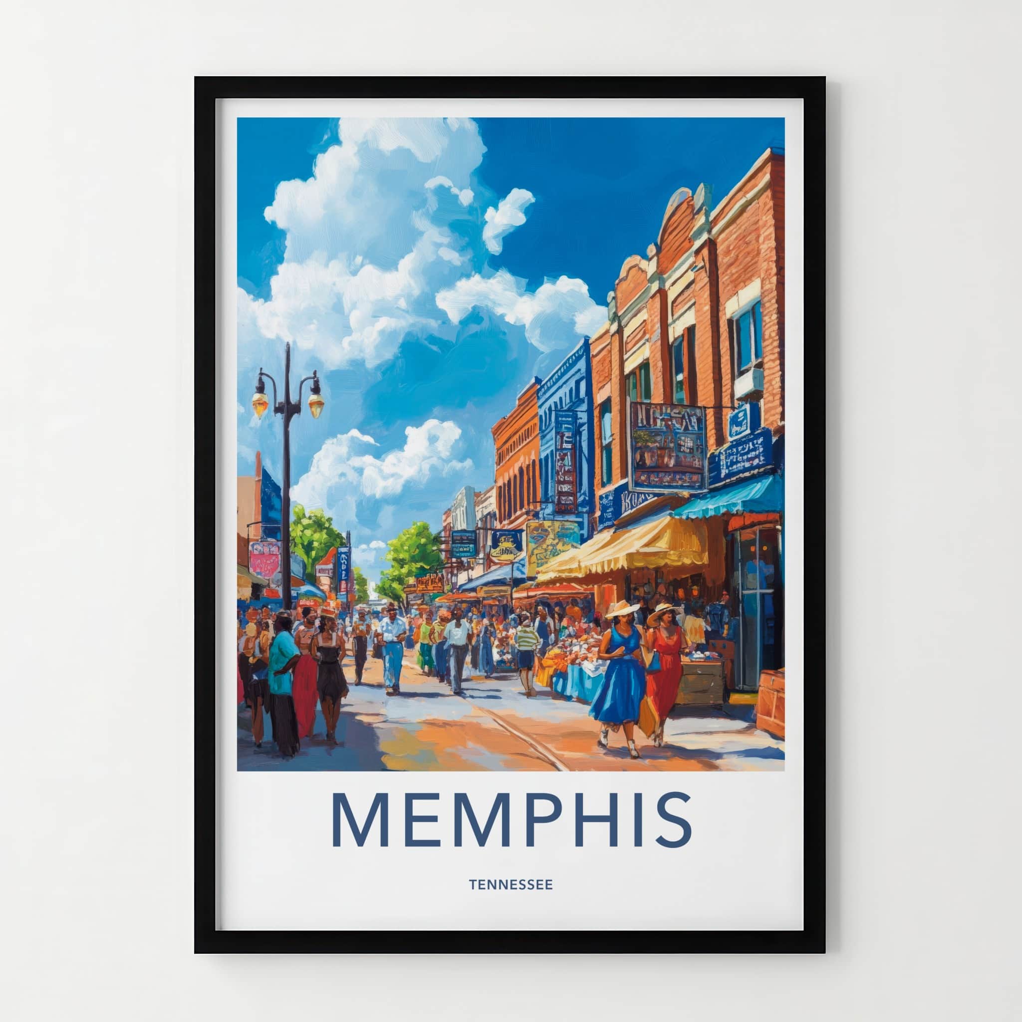 Memphis Poster - Tennessee Wall Art - Bustling Street Market Home Decor