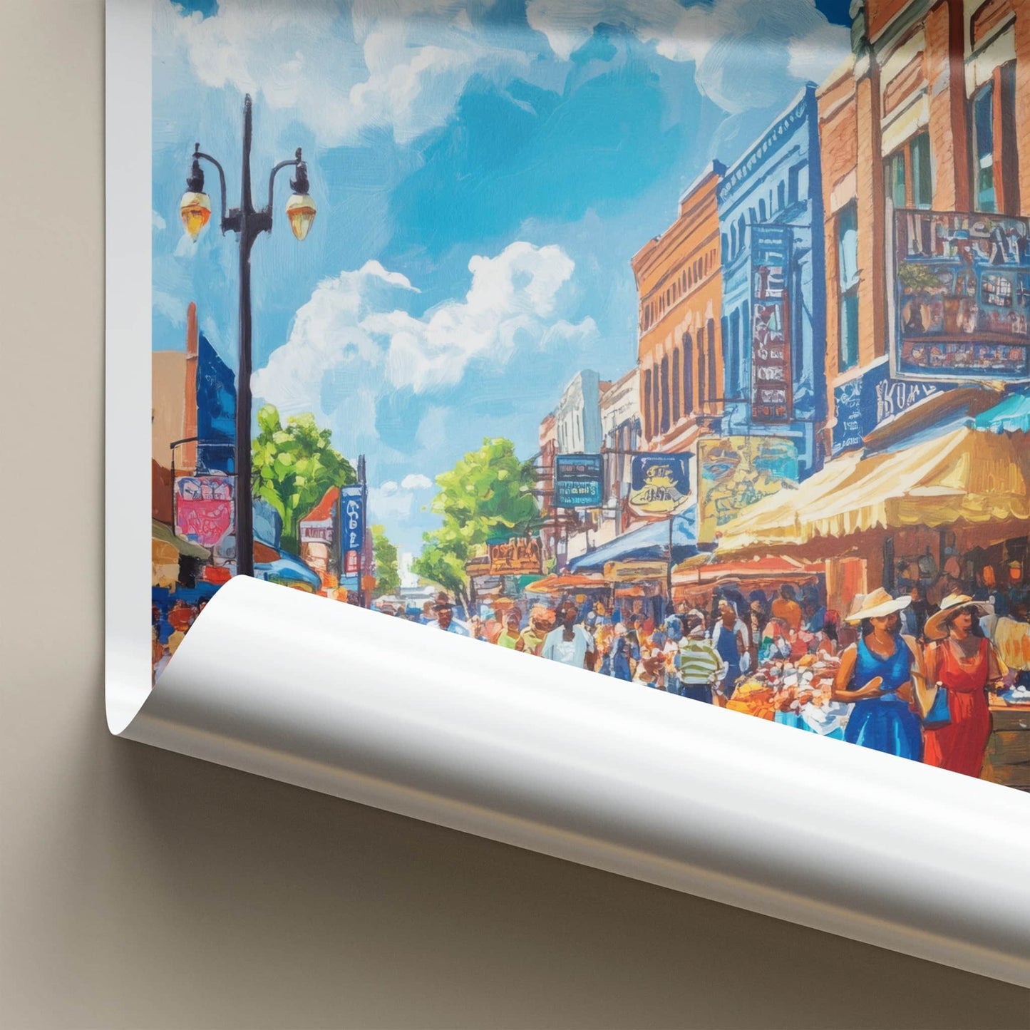 Memphis Poster - Tennessee Wall Art - Bustling Street Market Home Decor