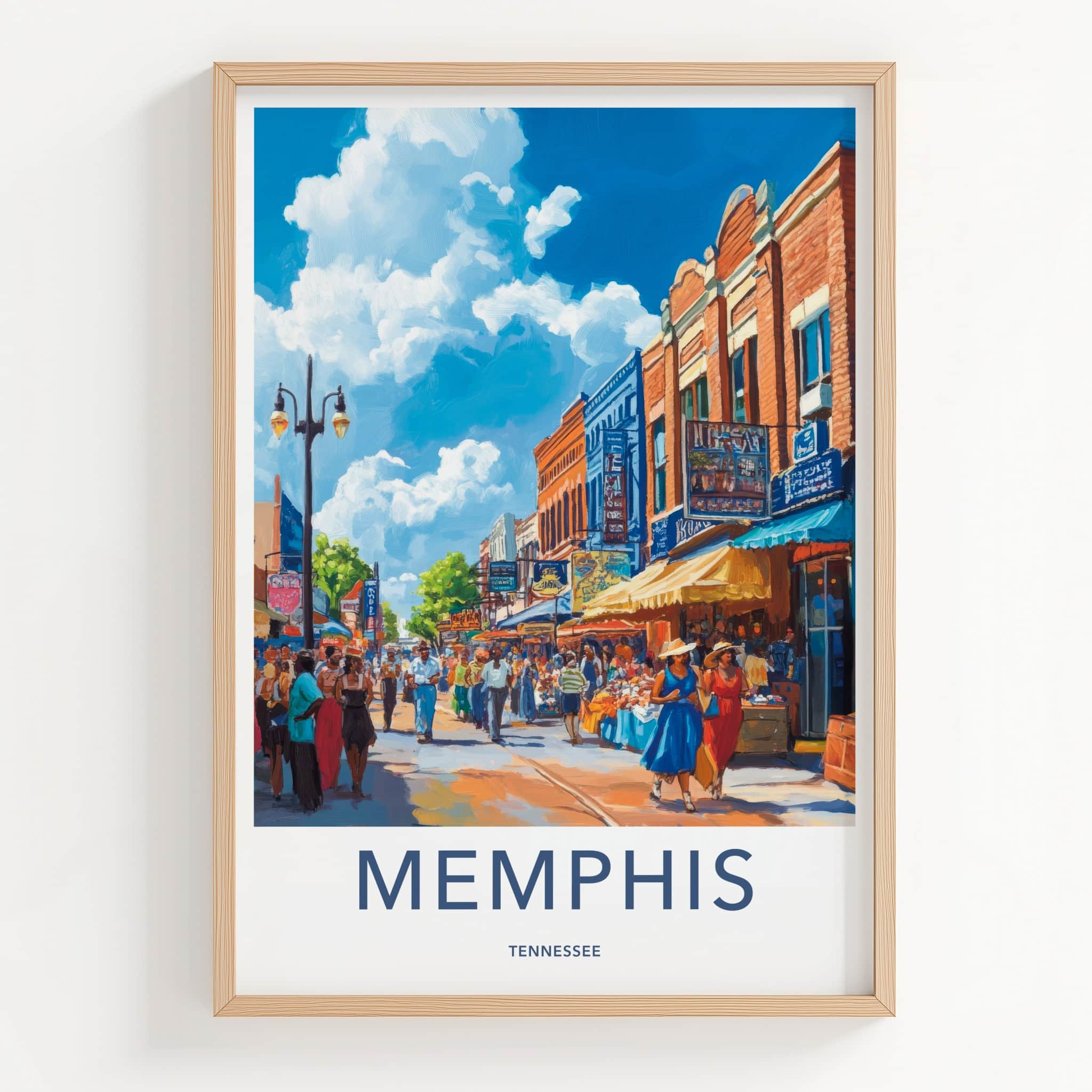 Memphis Poster - Tennessee Wall Art - Bustling Street Market Home Decor