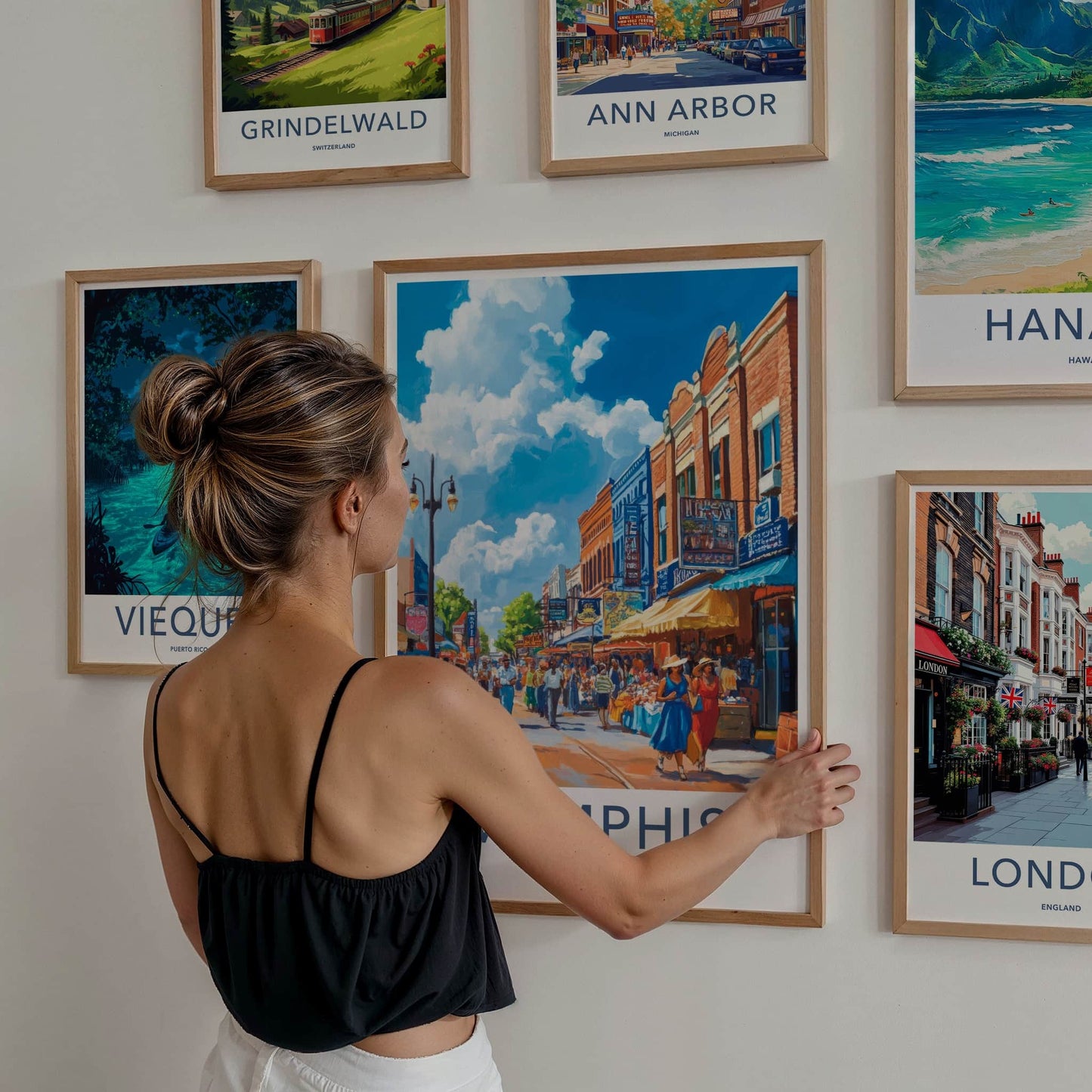 Memphis Poster - Tennessee Wall Art - Bustling Street Market Home Decor