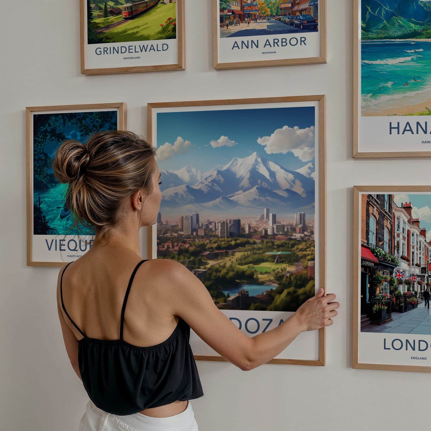 Mendoza Poster - Argentina Travel Art - Cityscape Mountain View Home Decor