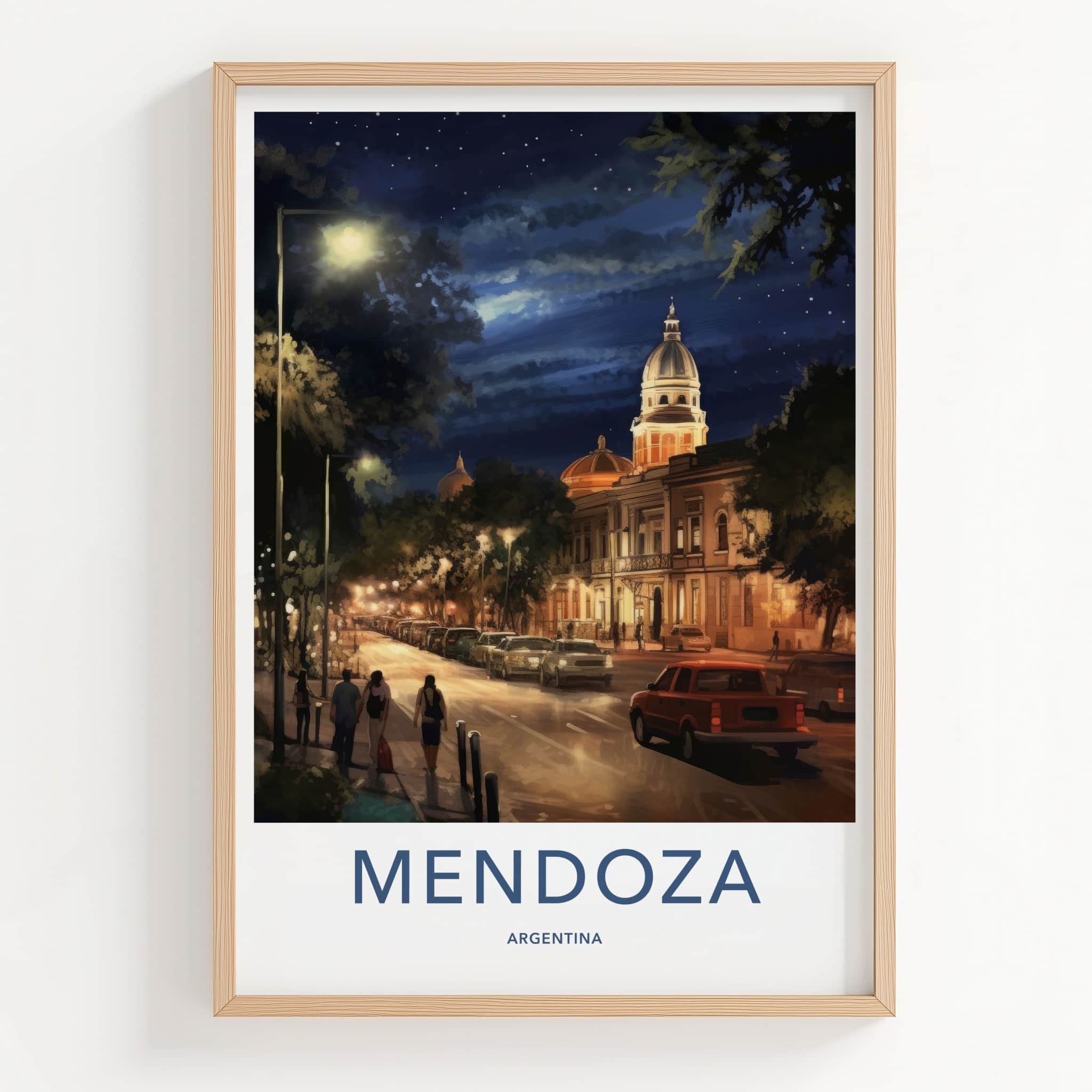 Mendoza Poster - Argentina Travel Art - Lively Evening Scene Home Decor
