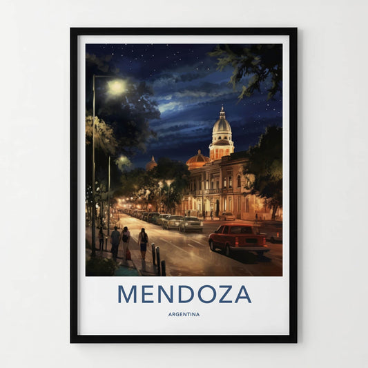 Mendoza Poster - Argentina Travel Art - Lively Evening Scene Home Decor