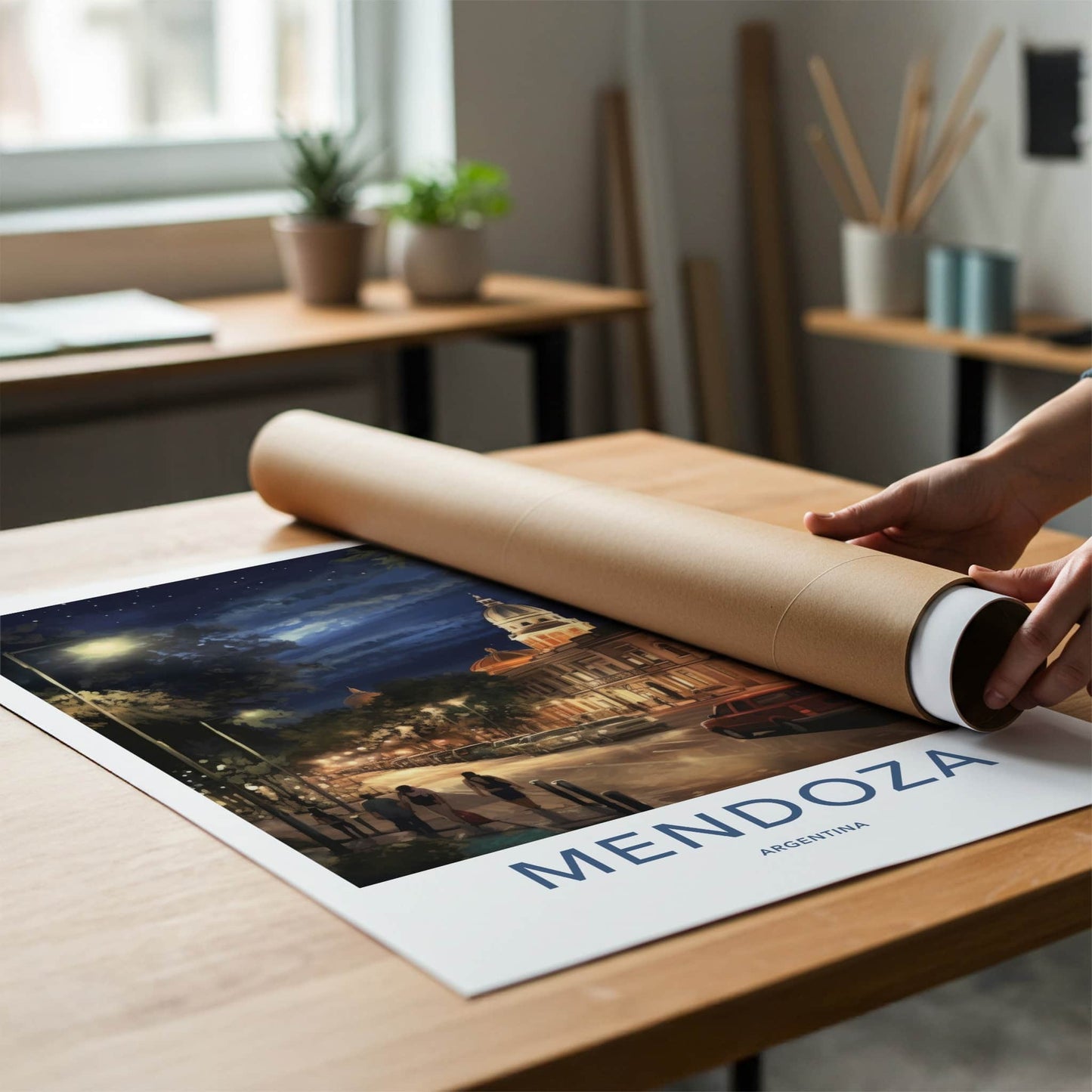 Mendoza Poster - Argentina Travel Art - Lively Evening Scene Home Decor