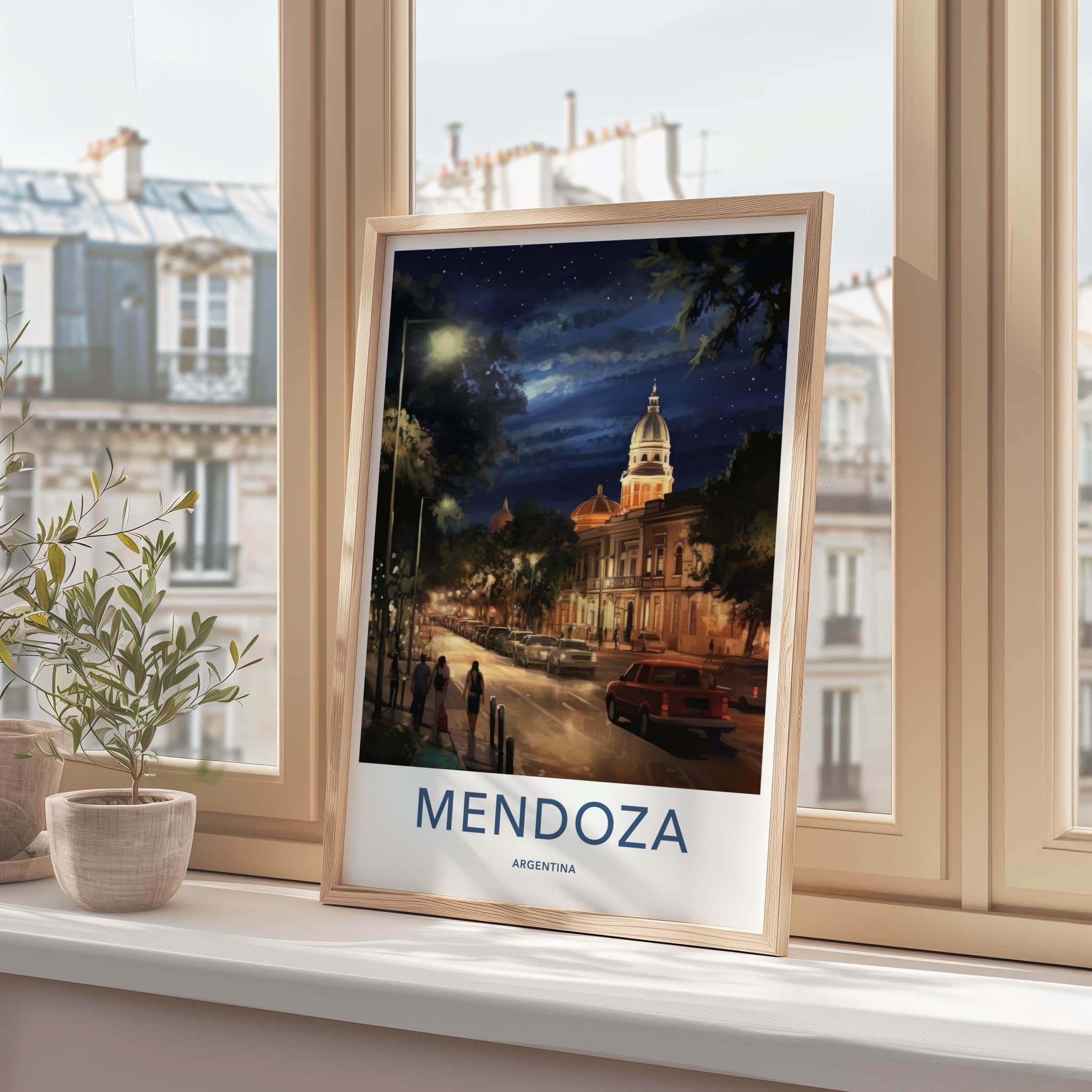 Mendoza Poster - Argentina Travel Art - Lively Evening Scene Home Decor