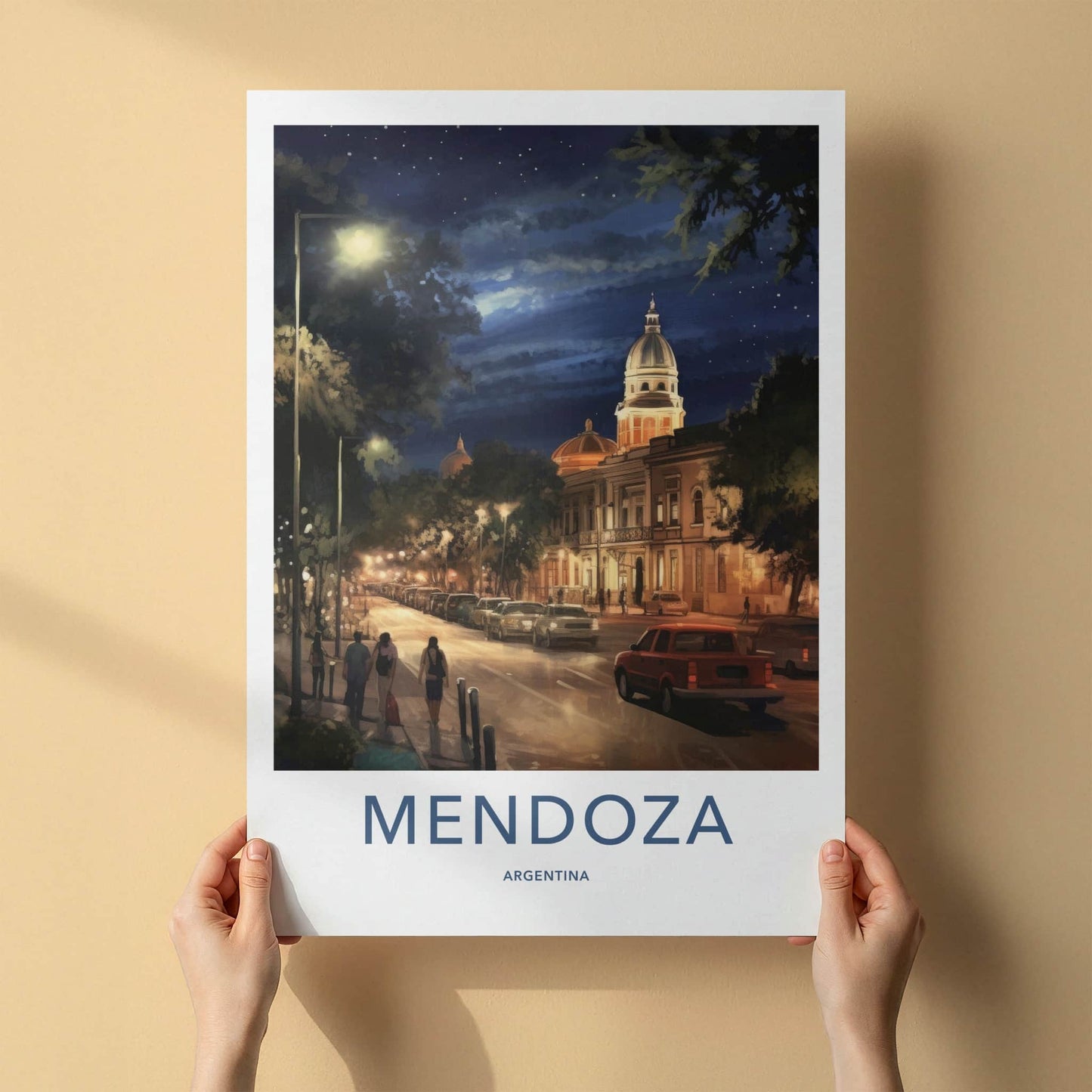 Mendoza Poster - Argentina Travel Art - Lively Evening Scene Home Decor