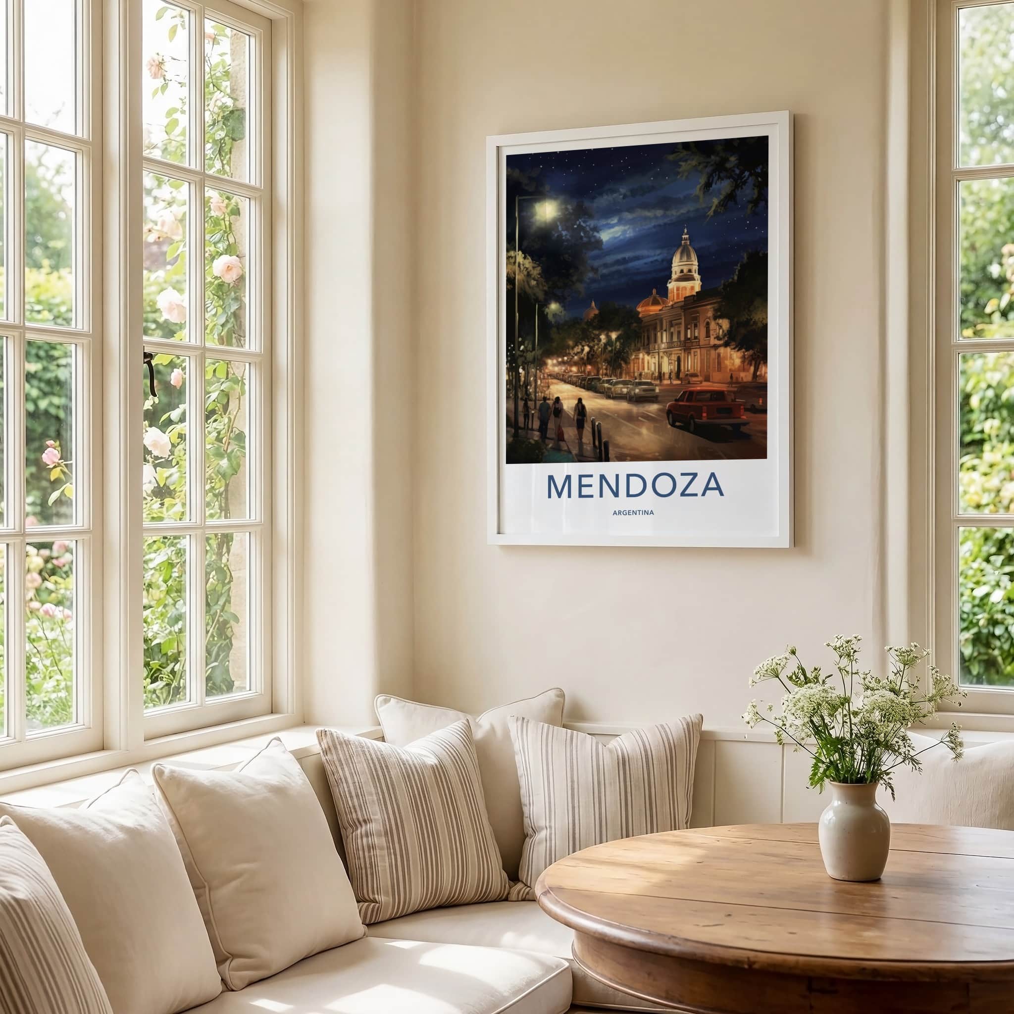 Mendoza Poster - Argentina Travel Art - Lively Evening Scene Home Decor