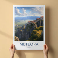 Meteora Poster - Greece Fine Art - Cliffside Monasteries Valley Gift