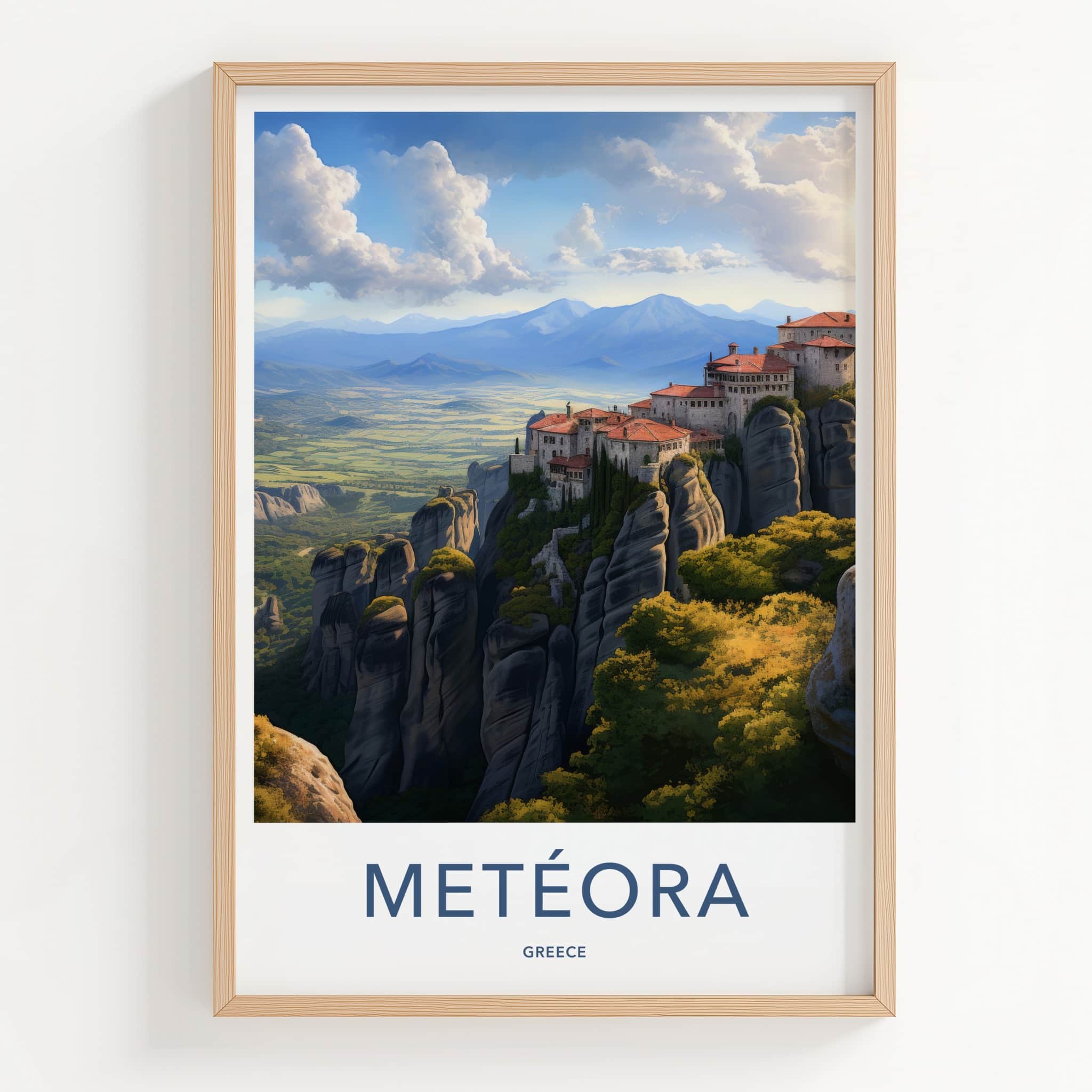 Meteora Poster - Greece Fine Art - Cliffside Monasteries Valley Gift