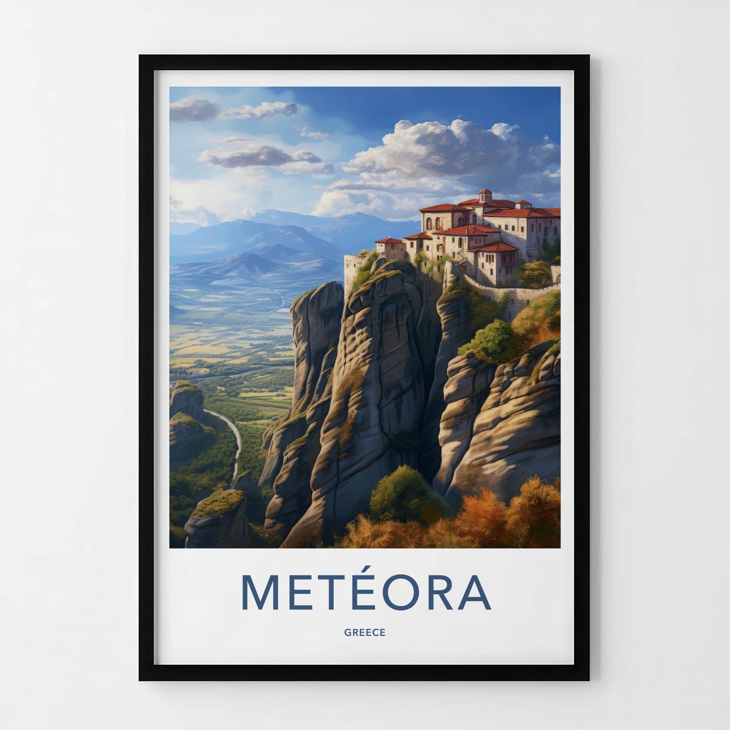 Meteora Poster - Greece Wall Art - Monastery Cliffside View Home Decor