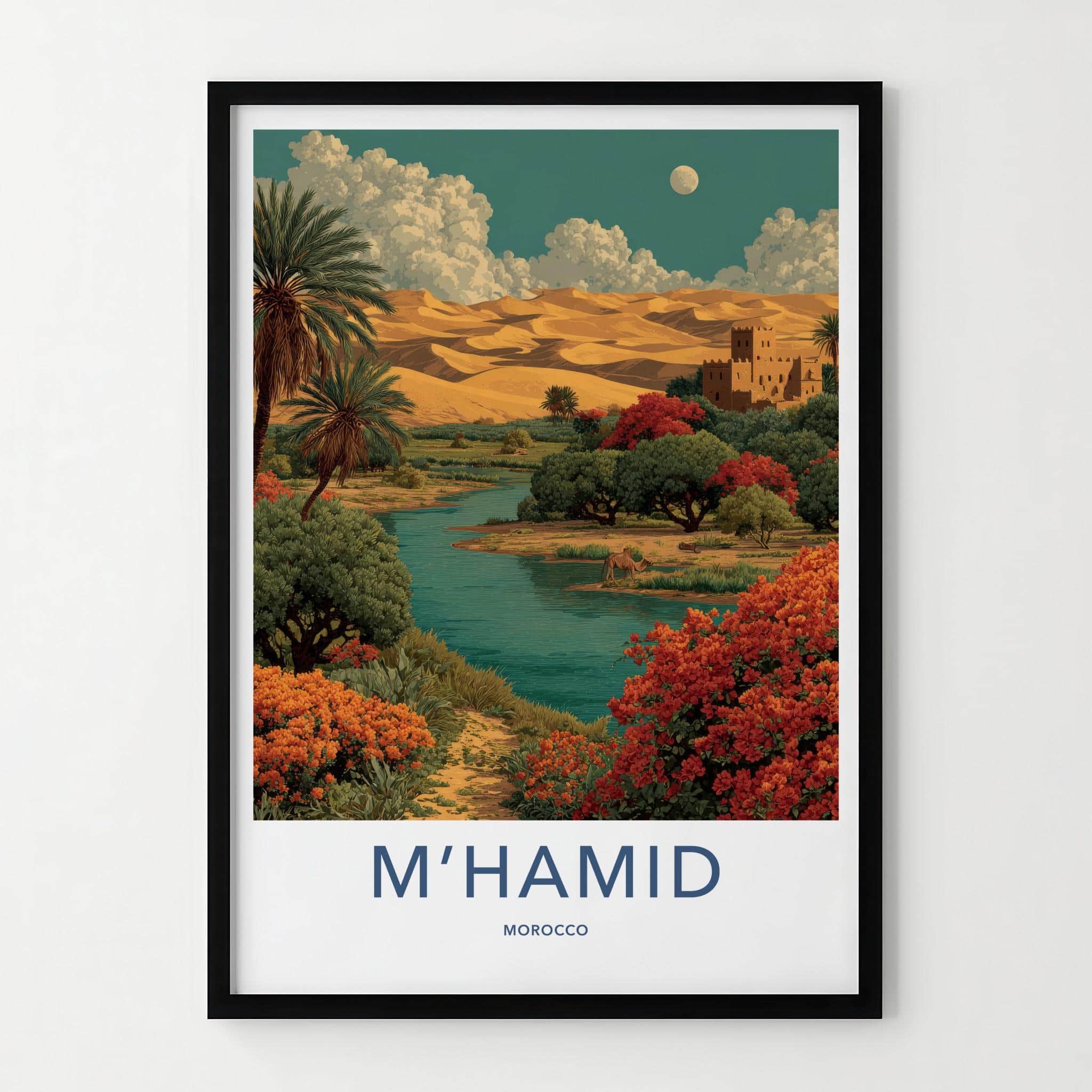 MHAMID Poster - Morocco Framed Print - Desert Oasis Fort Framed Decor