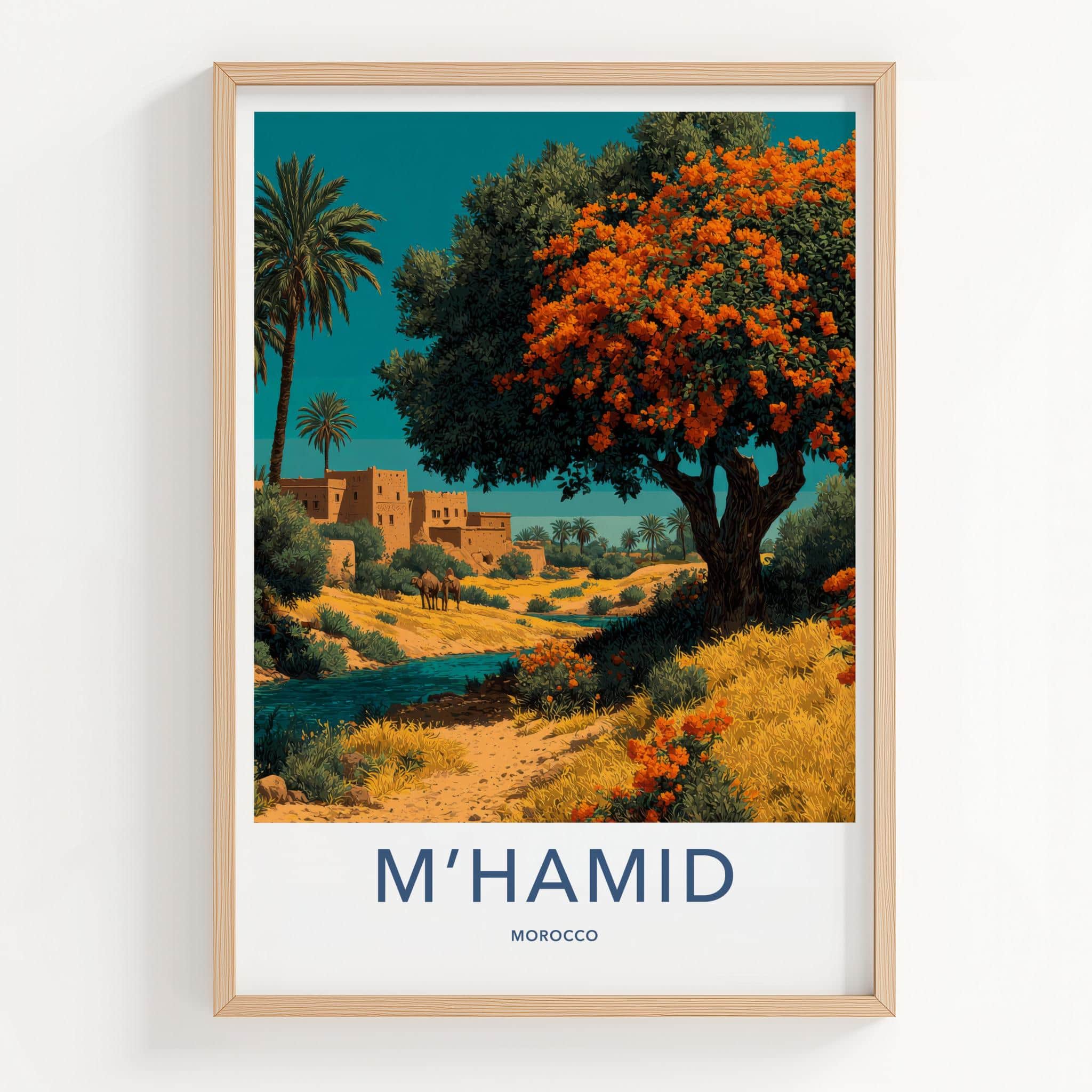 MHAMID Poster - Morocco Travel Art - Desert Village Oasis Home Decor