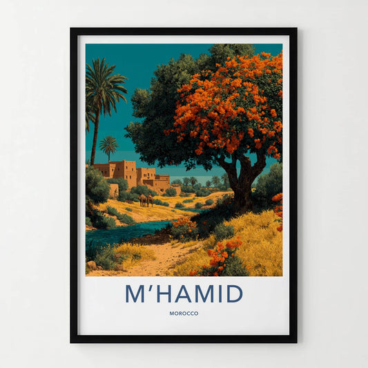 MHAMID Poster - Morocco Travel Art - Desert Village Oasis Home Decor