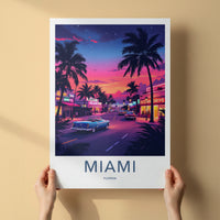 Miami Poster - Florida Art Print - Vibrant Ocean Drive Sunset Home Decor