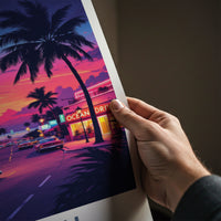 Miami Poster - Florida Art Print - Vibrant Ocean Drive Sunset Home Decor