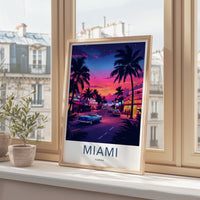 Miami Poster - Florida Art Print - Vibrant Ocean Drive Sunset Home Decor