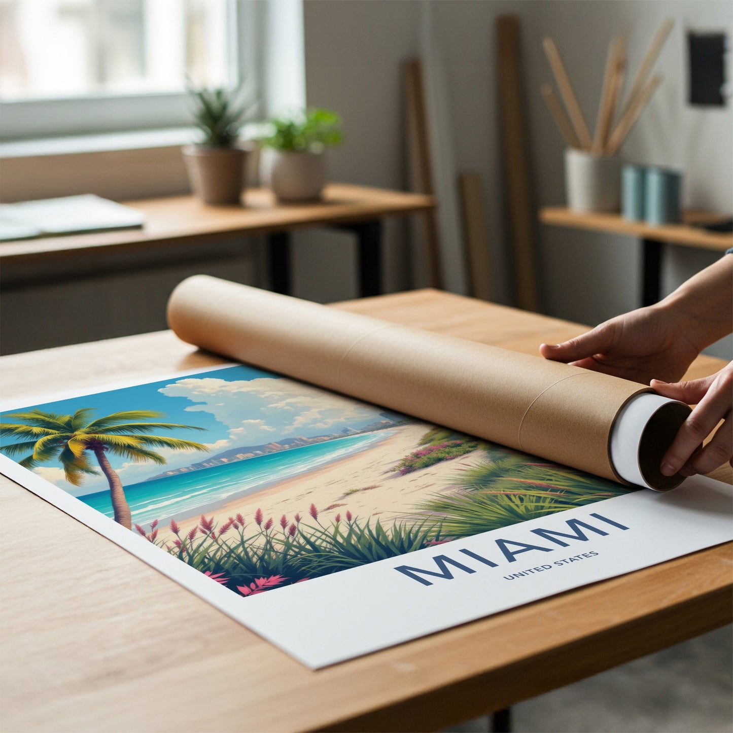 Miami Poster - Florida Framed Art - Tropical Beach City Gallery Art