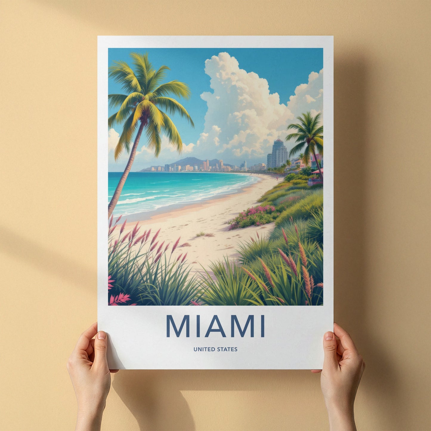 Miami Poster - Florida Framed Art - Tropical Beach City Gallery Art