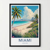 Miami Poster - Florida Framed Art - Tropical Beach City Gallery Art