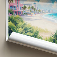 Miami Poster - Florida Travel Art - Pink Art Deco Beach Wall Decor