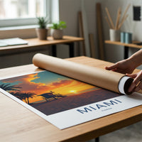 Miami Poster - Florida Travel Art - Vibrant Ocean Sunset Home Decor