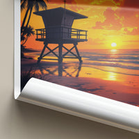 Miami Poster - Florida Travel Print - Lifeguard Sunset Beach Home Decor
