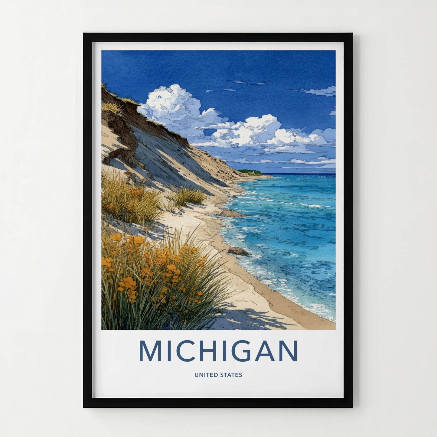 Michigan Poster - Michigan Travel Art - Coastal Dune Beach Home Decor