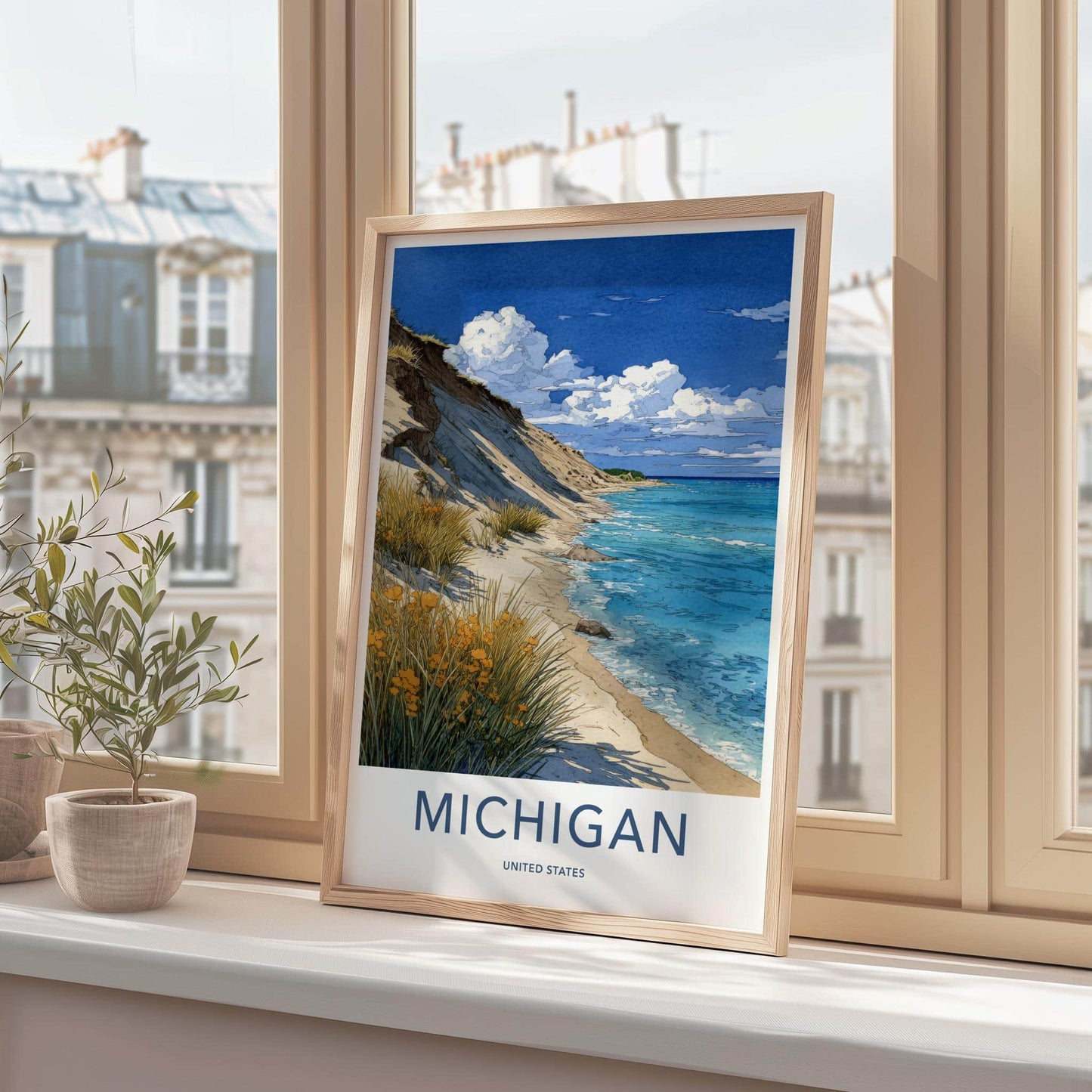 Michigan Poster - Michigan Travel Art - Coastal Dune Beach Home Decor