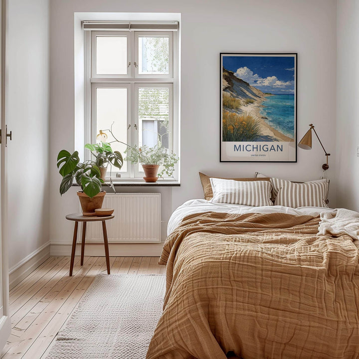 Michigan Poster - Michigan Travel Art - Coastal Dune Beach Home Decor