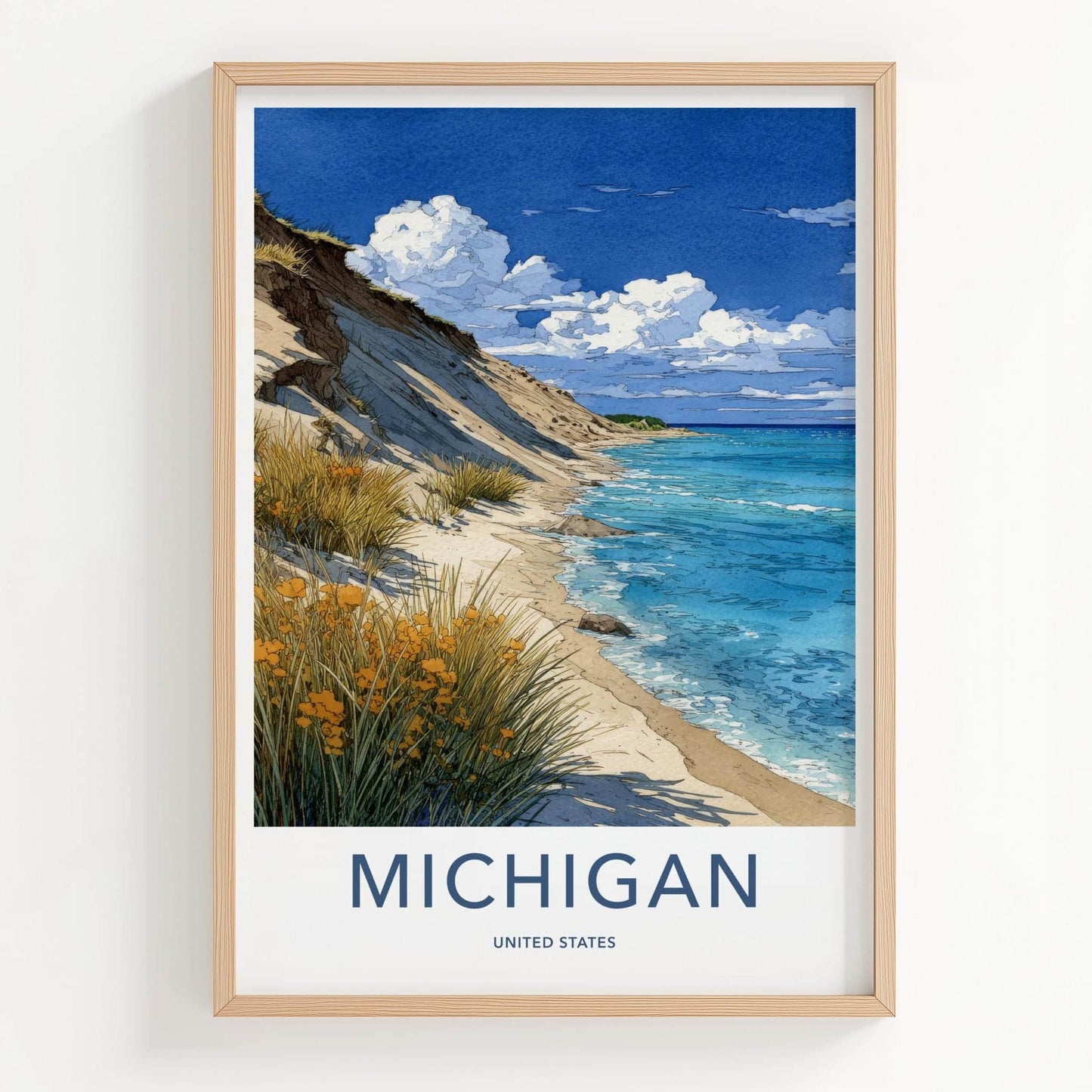 Michigan Poster - Michigan Travel Art - Coastal Dune Beach Home Decor