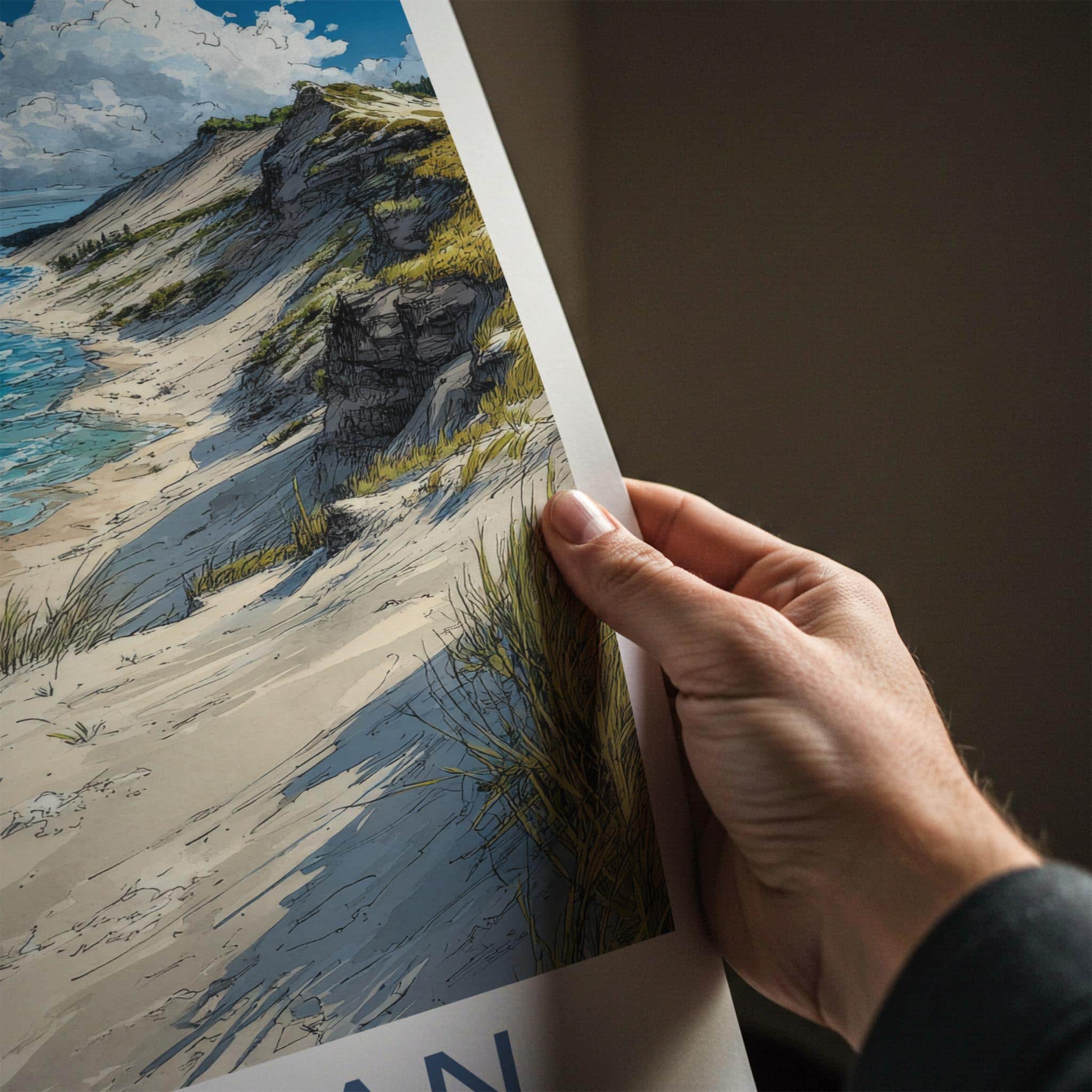 Michigan Poster - Michigan Travel Art - Coastal Dune Beach Home Decor
