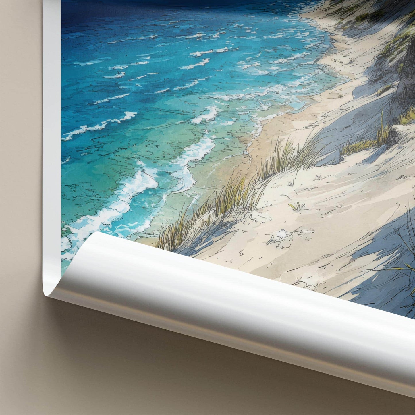 Michigan Poster - Michigan Travel Art - Coastal Dune Beach Home Decor