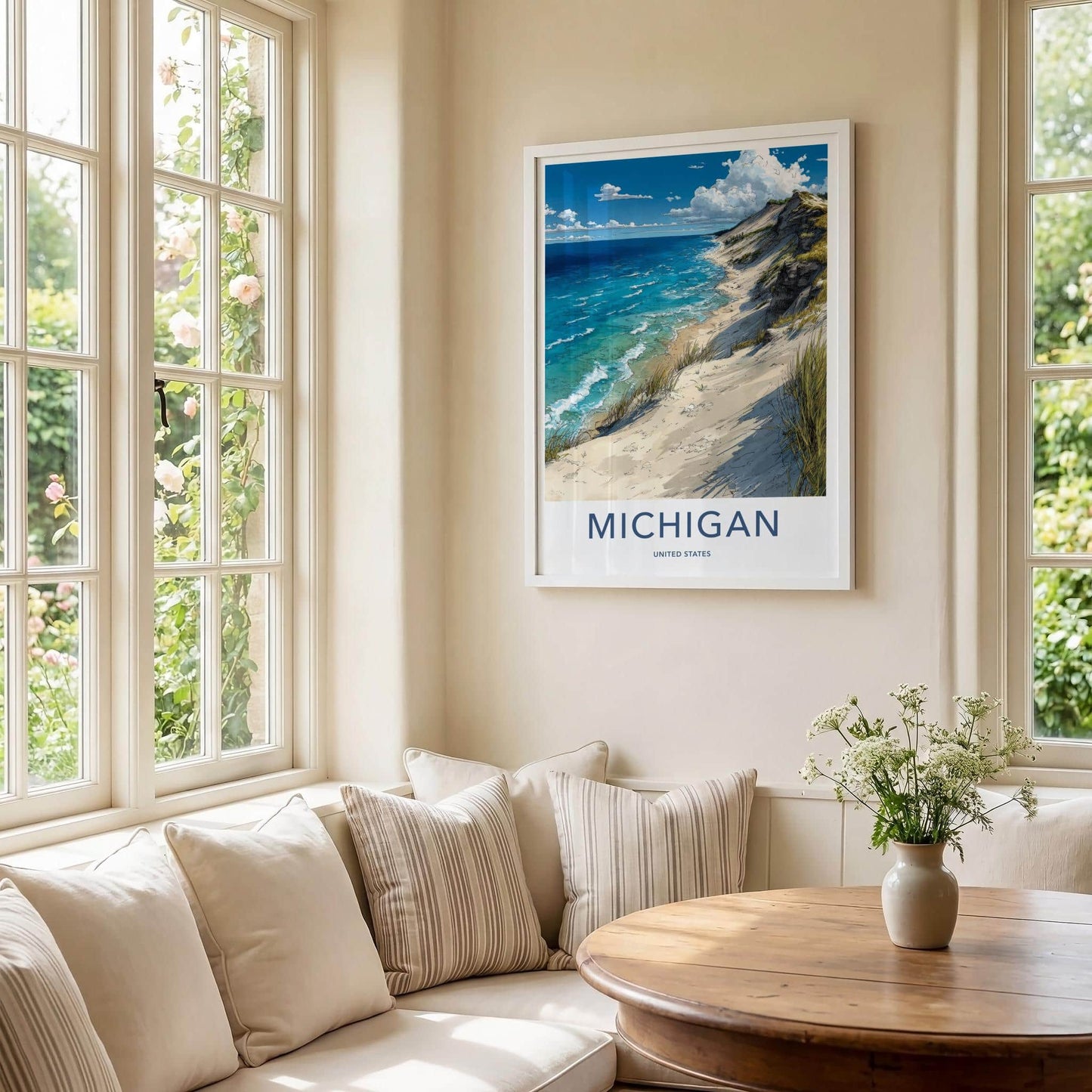 Michigan Poster - Michigan Travel Art - Coastal Dune Beach Home Decor