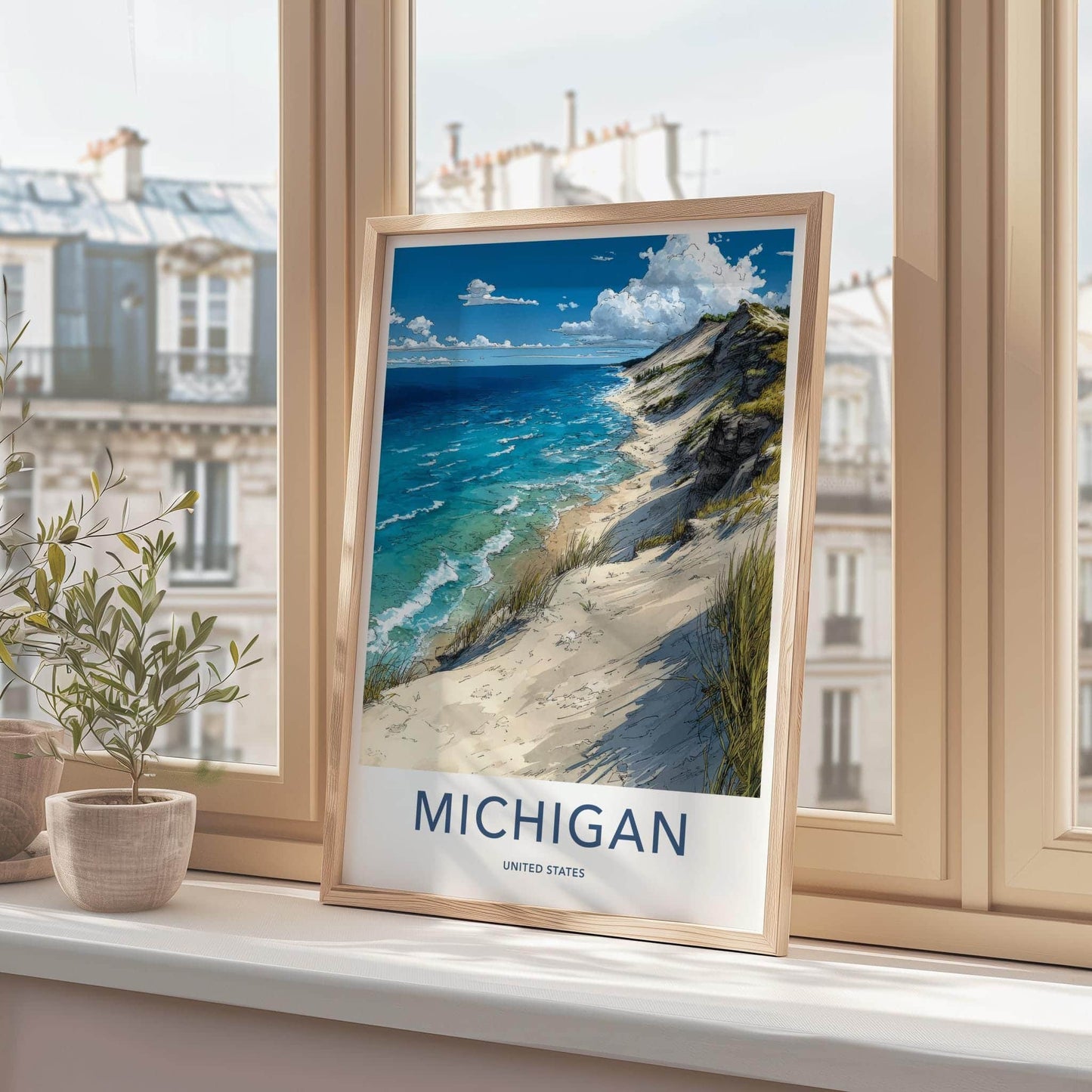 Michigan Poster - Michigan Travel Art - Coastal Dune Beach Home Decor