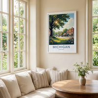 Michigan Poster - Michigan Travel Print - Sunny Village Mainstreet Home Decor