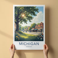 Michigan Poster - Michigan Travel Print - Sunny Village Mainstreet Home Decor