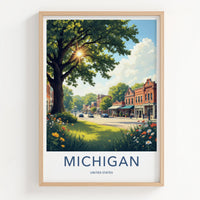 Michigan Poster - Michigan Travel Print - Sunny Village Mainstreet Home Decor