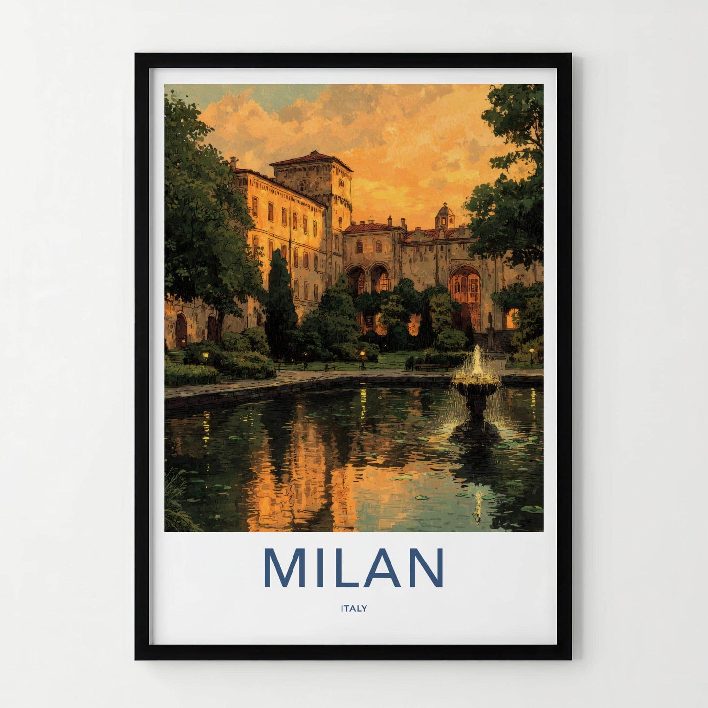 Milan Poster - Italy Framed Print - Golden Hour Palace Framed Decor