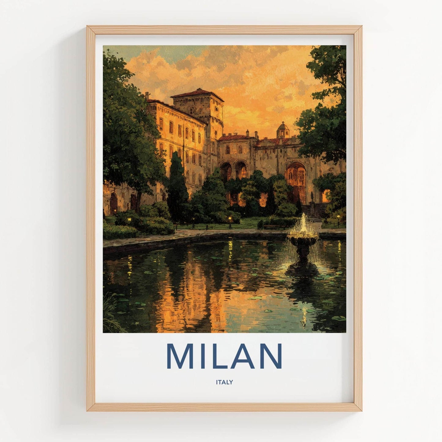 Milan Poster - Italy Framed Print - Golden Hour Palace Framed Decor