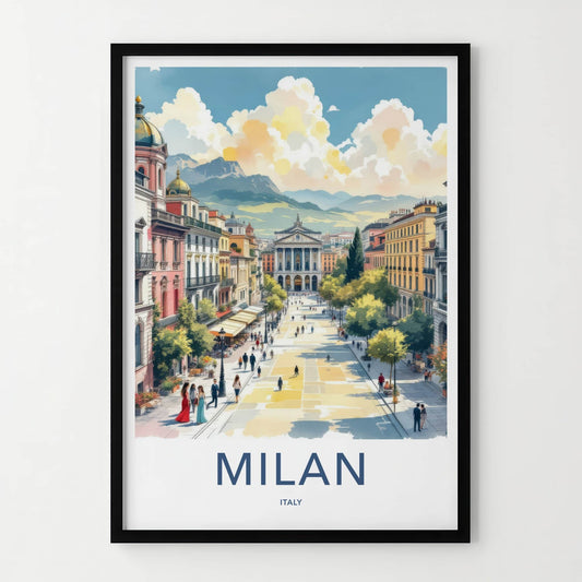 Milan Poster - Italy Travel Art - Bustling City Scene Home Decor