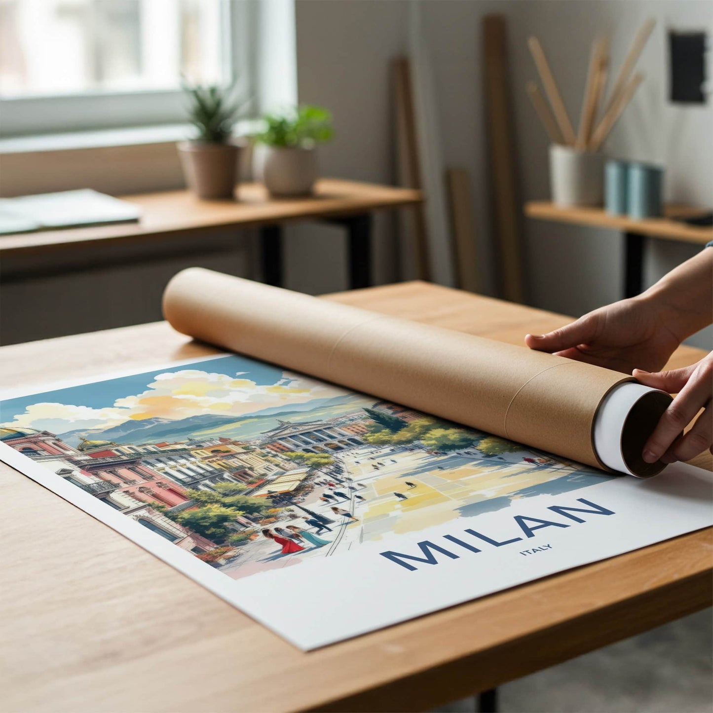 Milan Poster - Italy Travel Art - Bustling City Scene Home Decor