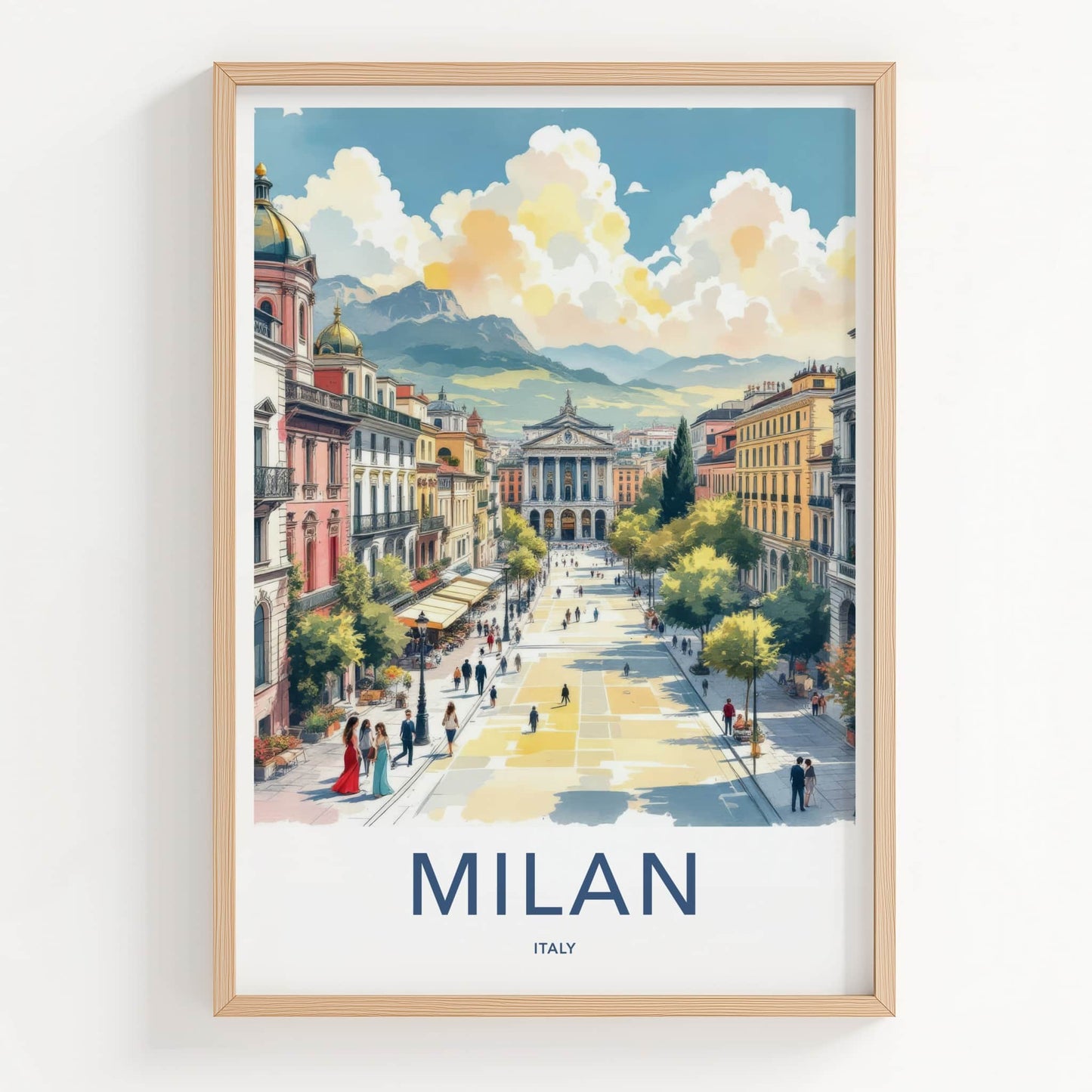 Milan Poster - Italy Travel Art - Bustling City Scene Home Decor