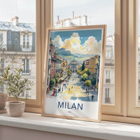 Milan Poster - Italy Travel Art - Bustling City Scene Home Decor