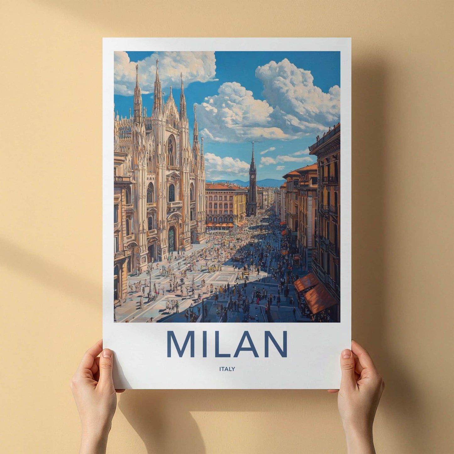 Milan Poster - Italy Travel Art - Historic Gothic Cathedral Wall Decor