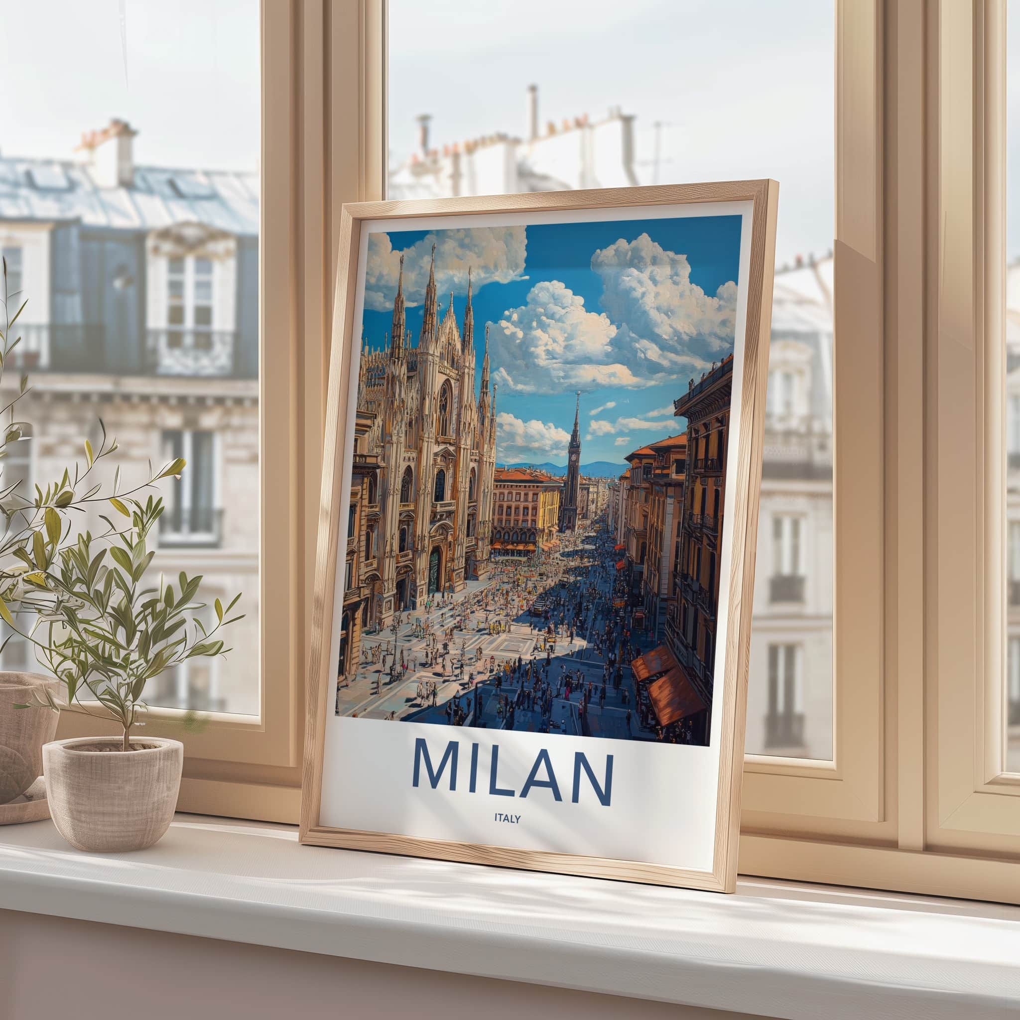 Milan Poster - Italy Travel Art - Historic Gothic Cathedral Wall Decor