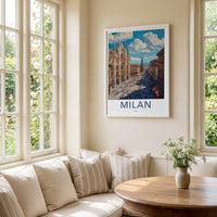 Milan Poster - Italy Travel Art - Historic Gothic Cathedral Wall Decor